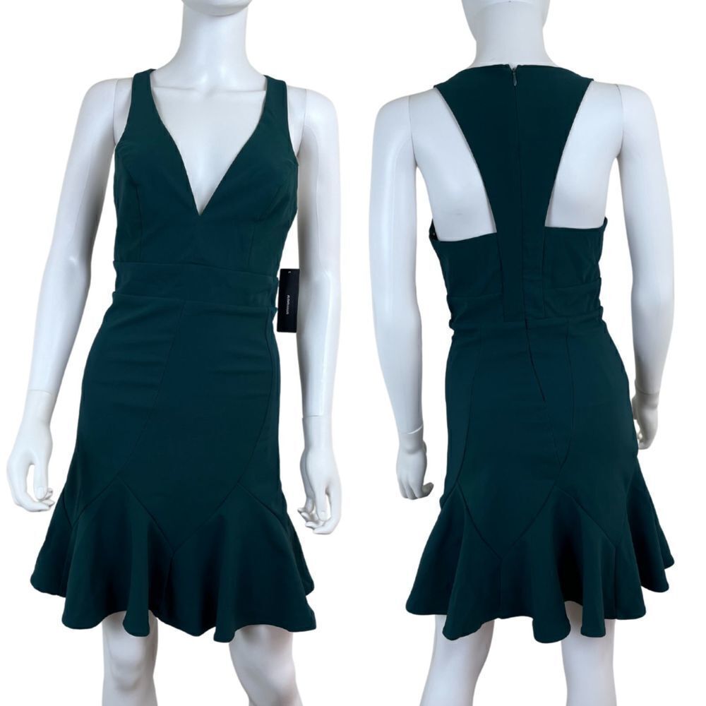 Lulus Sweet Expectation Women Size S Green Ruffle Peplum Bodycon Mini NEW Dress - Picture 1 of 17